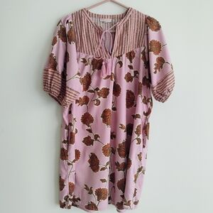 Knox Rose Pink Puff Tassel Floral Babydoll Peasant Blogger Tik Tok Pockets Dress